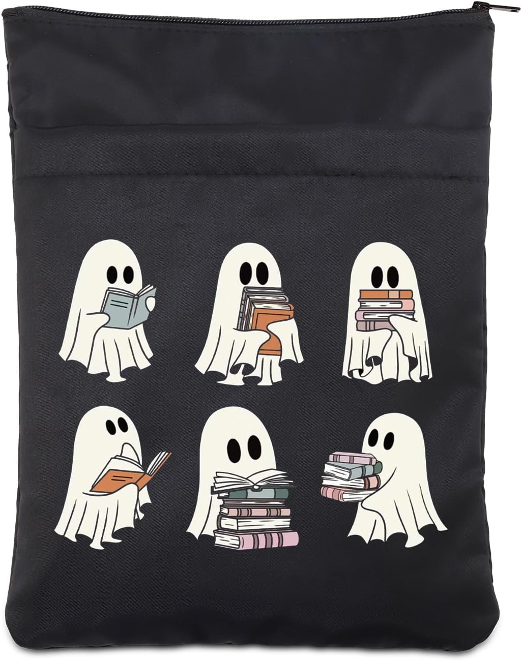 CHOORO Funny Ghost Reading Books Halloween Spooky Book Club Reading Book Pouch Protector Spooky Lover Gift for Book Lover (Ghost -Reading), BS-B02