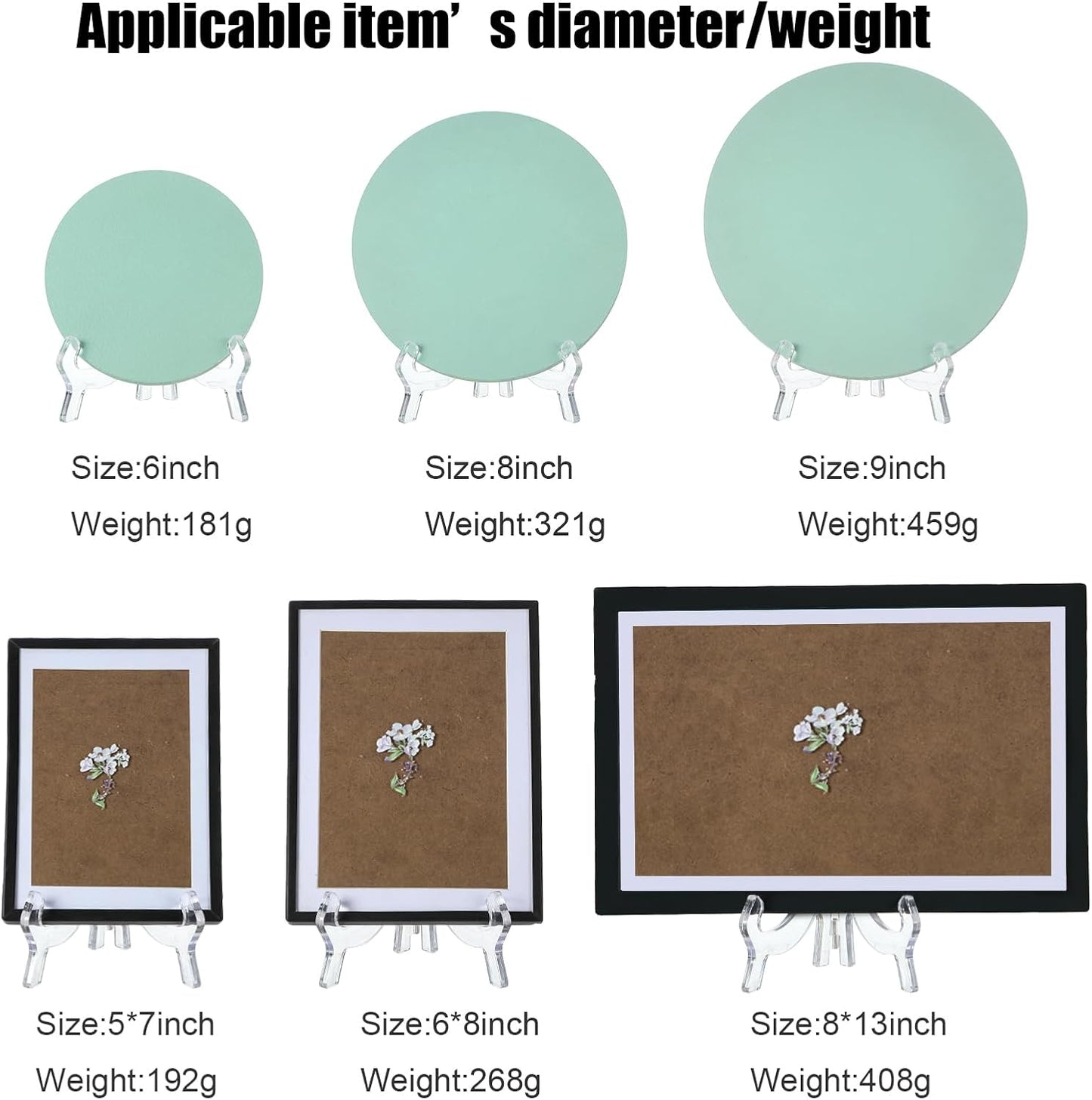 HESTYA 6 Pack Acrylic Easel Stand, Display Stand, Plate Holder for Display, Photo Holder Picture Frame Book (Clear,7 Inch)