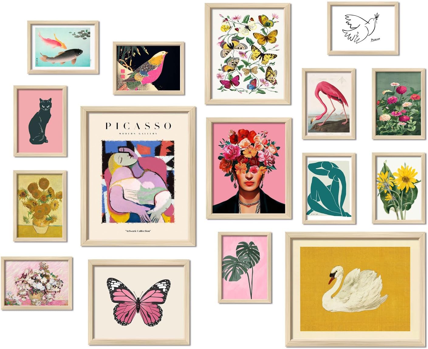 16 PCS Eclectic Wall Art Decor, Modern Maximalist Wall Prints for Bedroom, Posters for Room Aesthetic, Wall Collage Kit Pictures for Living Room, Colorful Dorm Gallery Home Decor