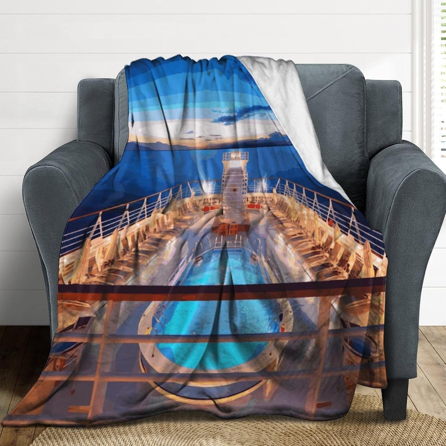 Pool Party Cruise Ship Blanket Super Soft Lightweight Throw Blanket Cute Cozy Warm Bed Blanket Decorative Fuzzy Blanket All-Season Home Decor Gift for Sofa Couch Living Room 60"*80"（150 * 200cm）