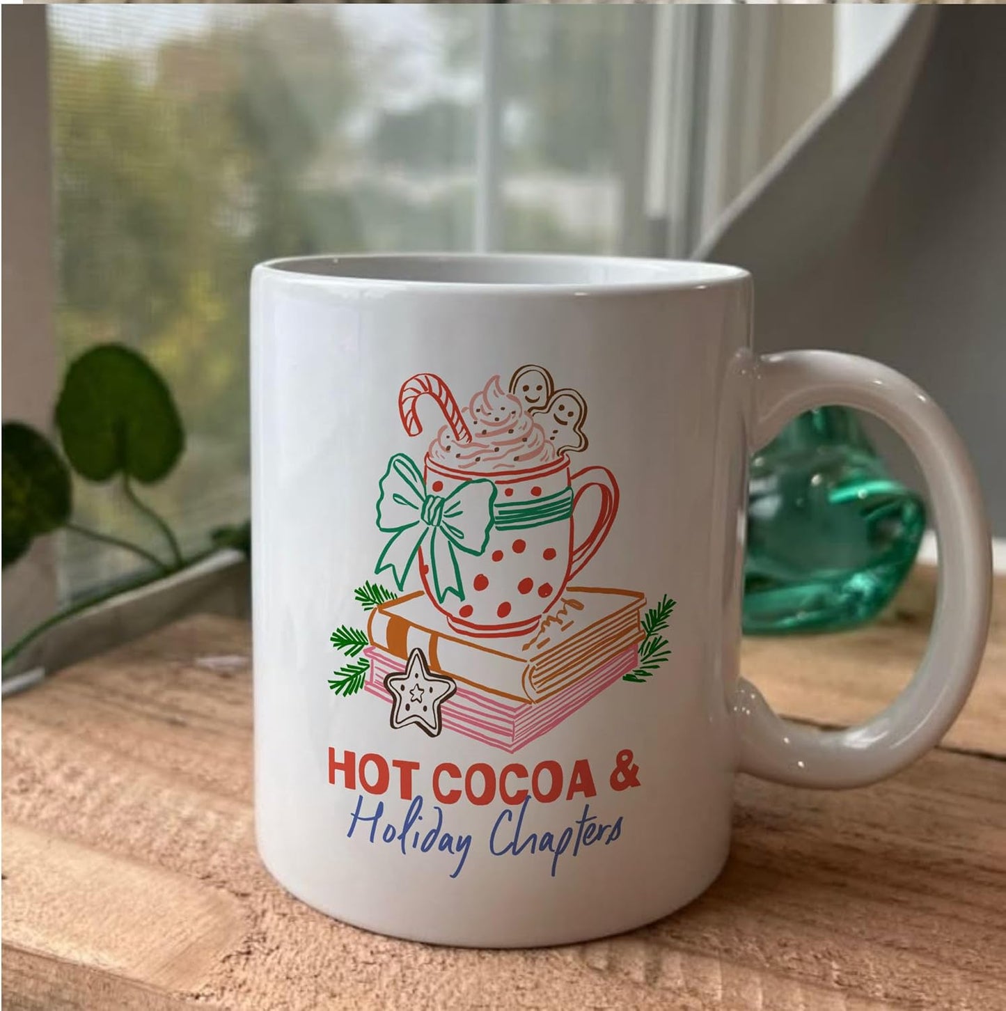 Christmas Hot Cocoa & Holiday Chapters White Mugs, 11oz 15oz Drinking Cups, Kitchen Décor, Gifts For Book Lovers