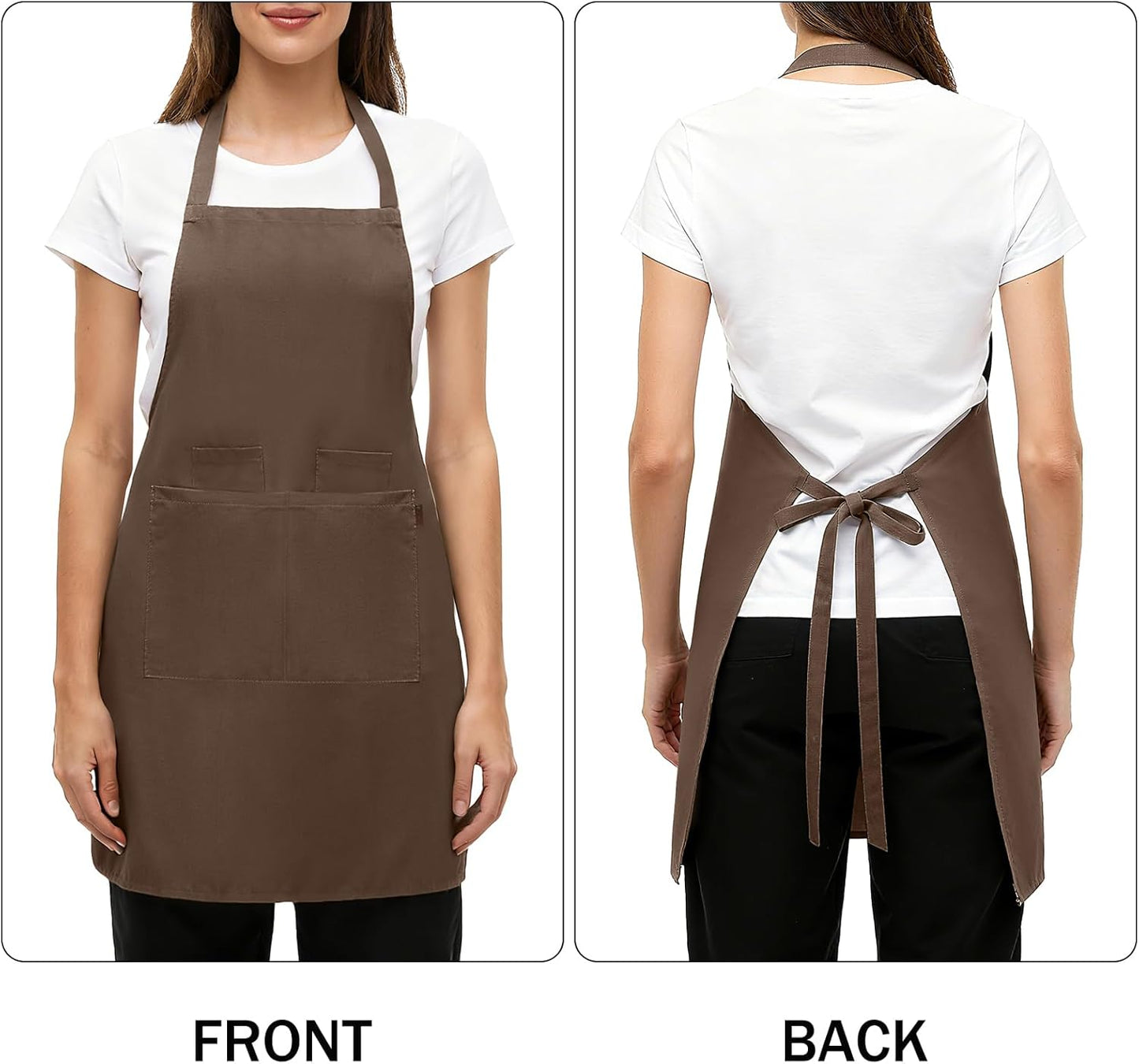 BOHARERS Chef Apron - Heavy 9.17oz Canvas Work Apron with 4 Pockets for Unisex, Ideal for Cooking,Gardening, Hairstylist (1, Brown)