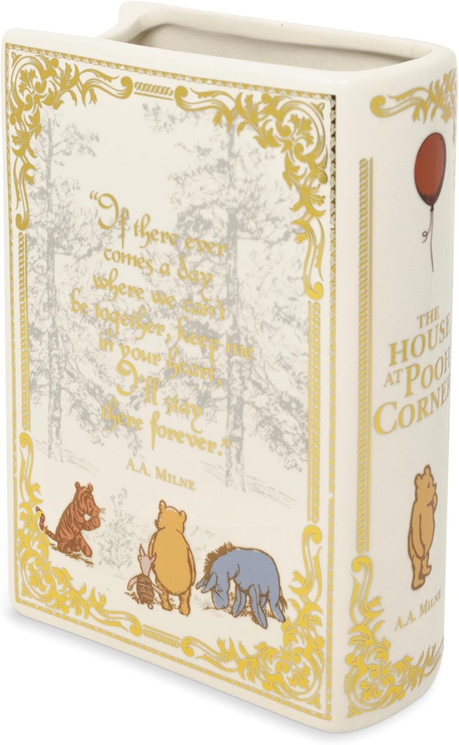 Steel Mill & Co Original Book-Shaped Decorative Vase, Ceramic Vases for Home Decor, Cute Bookshelf Decor, Unique Vase for Book Lovers (Large - The House at Pooh Corner)
