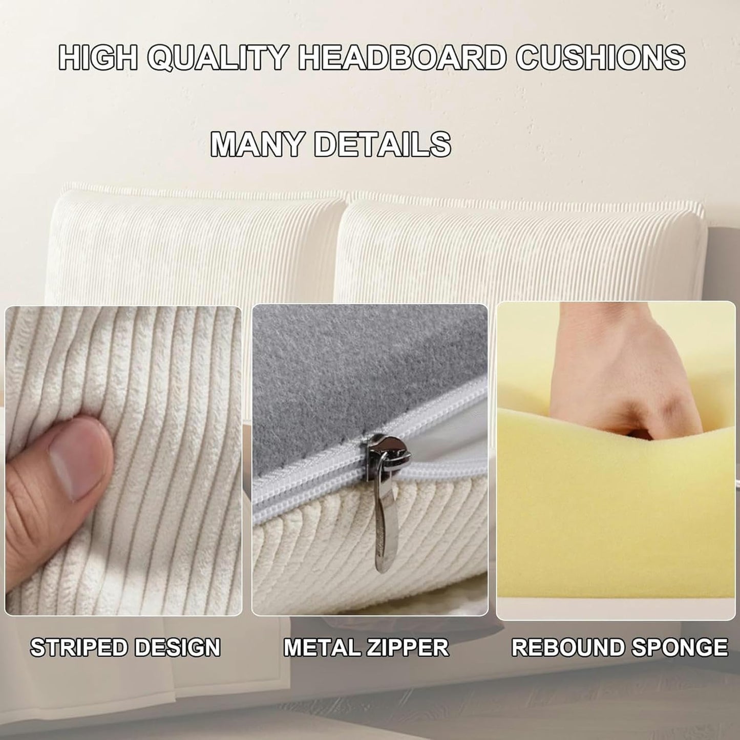 AMNOOL Wall Mounted Headboard Bed Pillowboard Large Backrest Lumbar Support Cushion Wedge Removable Headboard Cover Bedside Pillow for Sofa Bed Bunk Bed