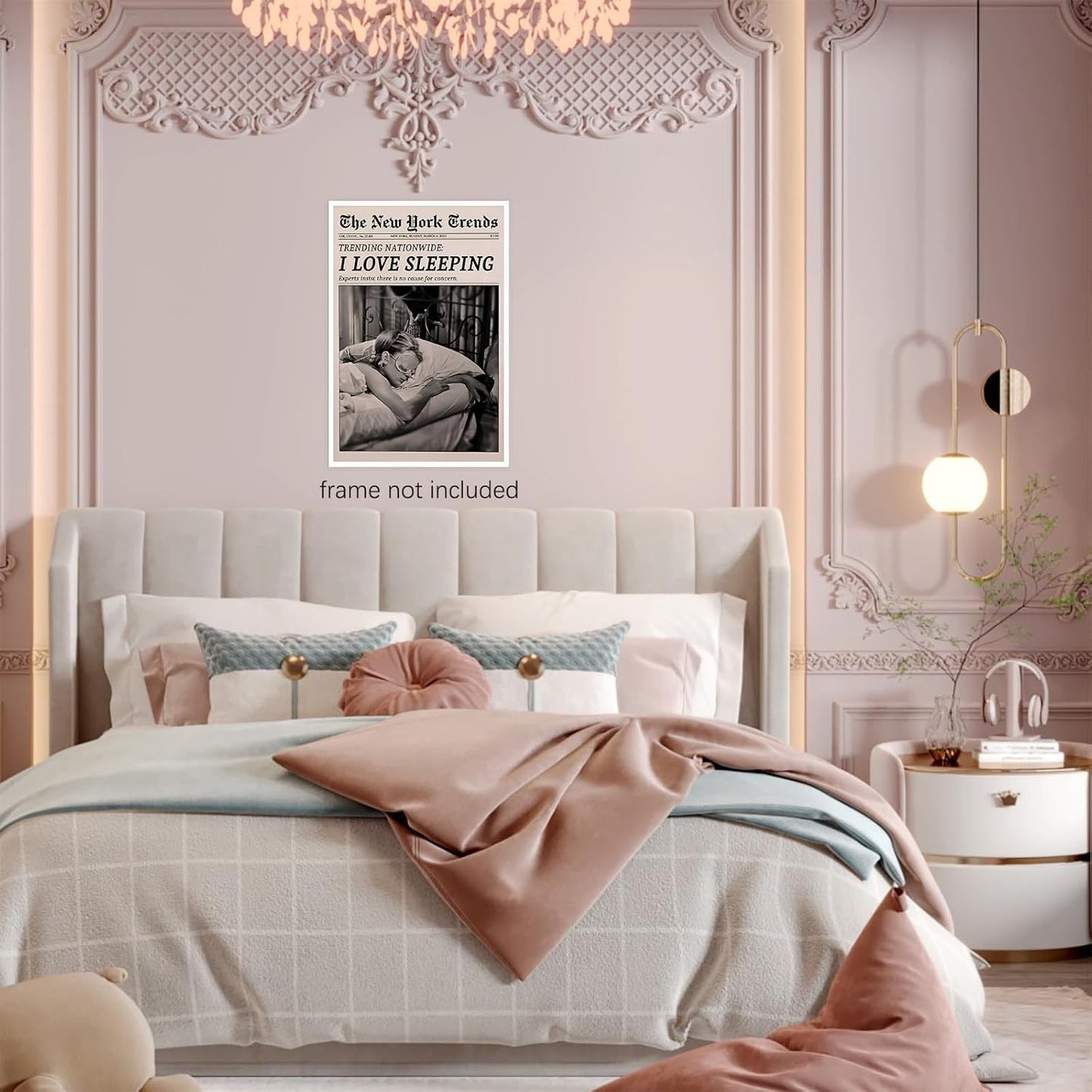 WAYUWGAN Black And White Newspaper Wall Art Trendy Feminist Poster Girl Sleeping Aesthetic Prints Vintage Funky Canvas Wall Decor for Girly Dorm Bedroom 12x16in Unframed