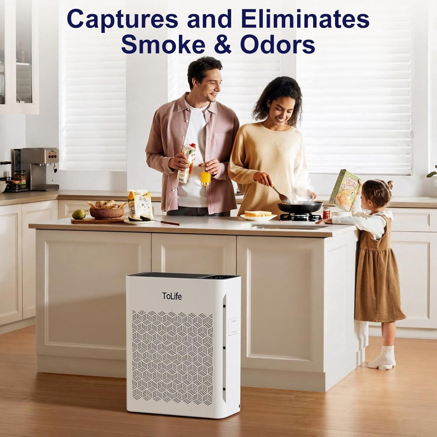 Tolife Air Purifier Large Room, Air Purifiers for Home Pets Hair with Washable Filter, Air Cleaner for Bedroom up to 1095 Ft² Dust Smoke Odor, Sleep Mode, Timer, White