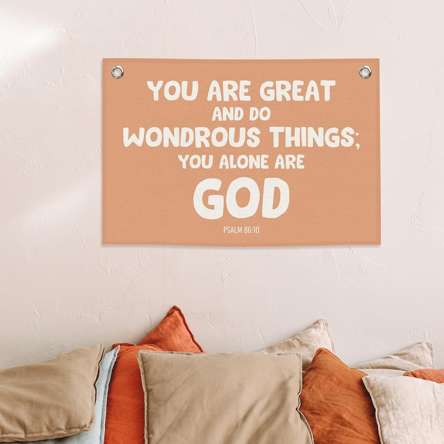 Christian Kids Banner Canvas, Scripture You Alone Are God Toddler Room Decor, Positive Bible Verse Hanging Flag Sign, Nursery Boho Wall Tapestry Art for Playroom Bedroom Classroom 20x30in