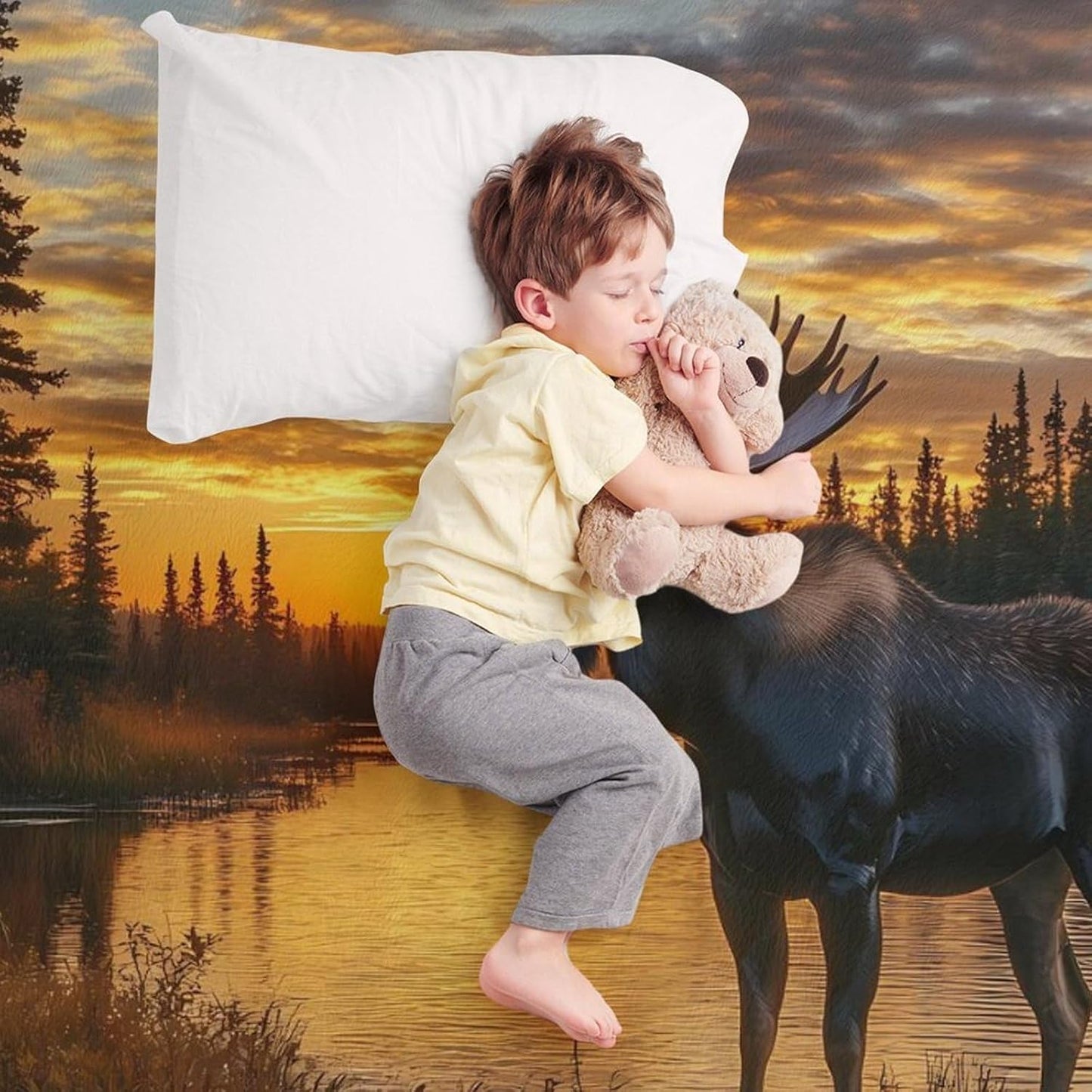 Moose Throw Blanket for Couch Bed Plush Cozy Fuzzy Flannel Blanket for All Season 30"x40"