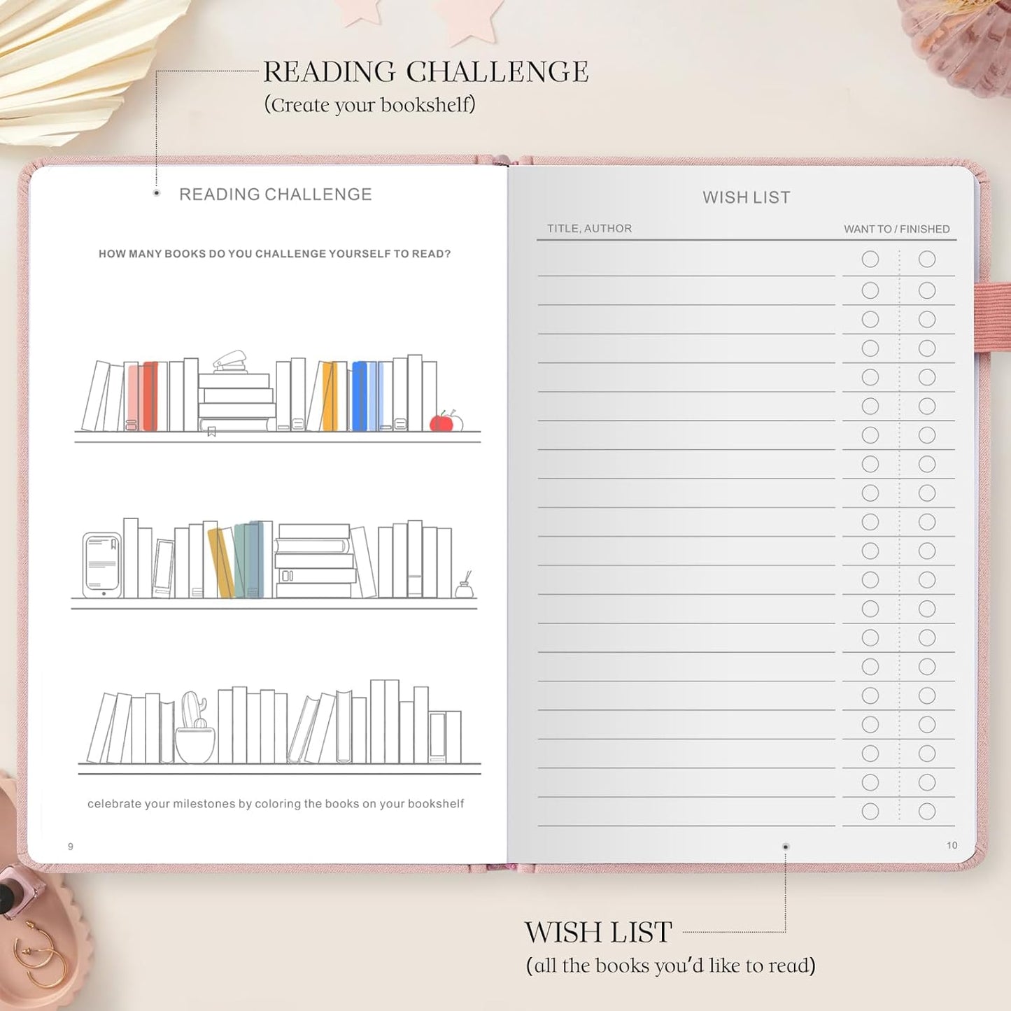 Reading Journal with 75 Book Review, Book Journal for Book Lovers, Readers - Review Prompts & Daily and Monthly Reading Tracking & Reading Challenge, Reading Notebook Gift, A5, Pink