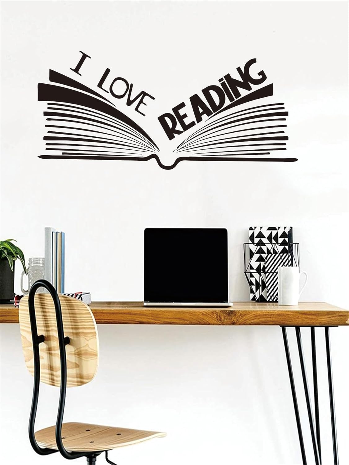 Inspiring Library Reading Wall Decal: Foster Learning and Creativity with Inspirational Quotes - Ideal for Classroom, Kids' Bedrooms, and Study Areas - Size: 10"x23" inches (Black-JZY107-Love reading)