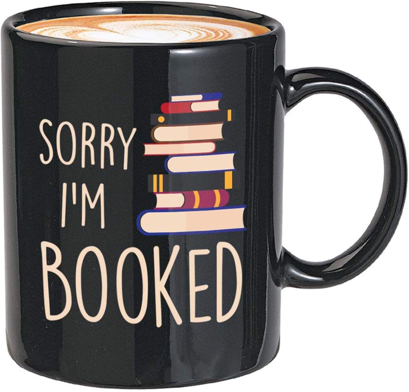 Bubble Hugs Bookish Coffee Mug 11oz Black - Sorry I'm Booked - Introvert Bookworm Book Lover Librarian Love Reading