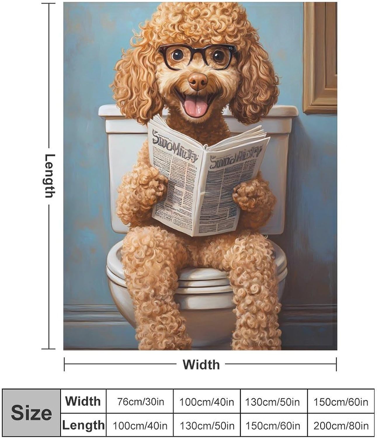 Goldendoodle on Toilet Reading Newspaper Soft Throw Blanket Flannel Warm Cozy Plush Blankets for Couch Sofa Bedroom Travel