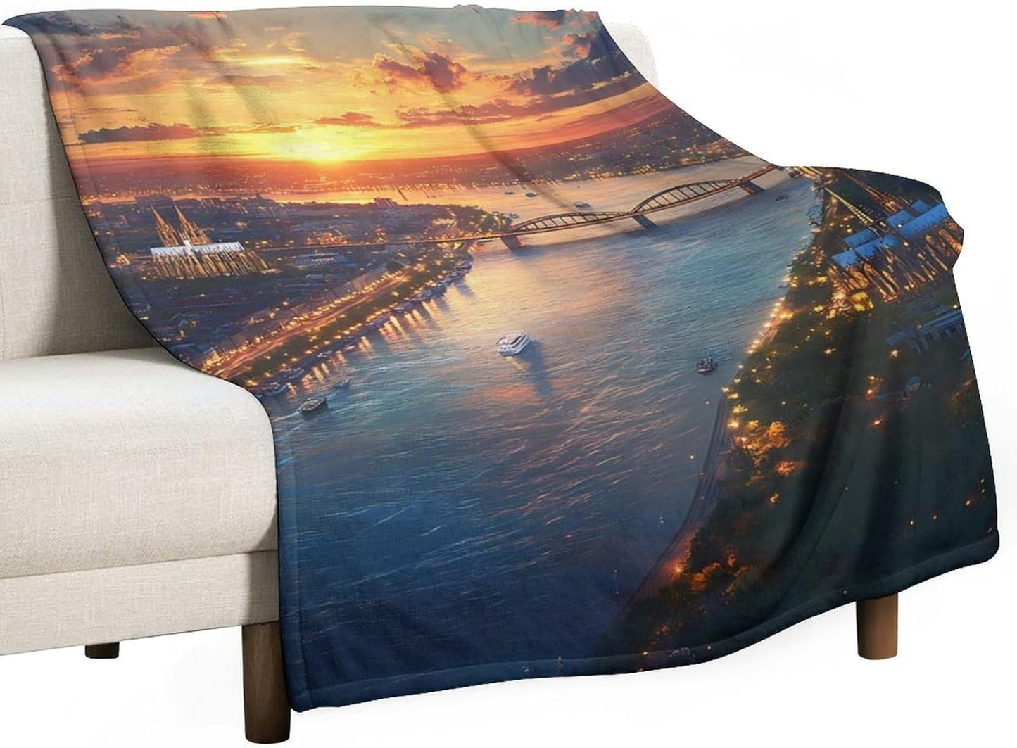 German Cologne City Throw Blanket for Couch Bed Plush Cozy Fuzzy Flannel Blanket for All Season 40"x50"