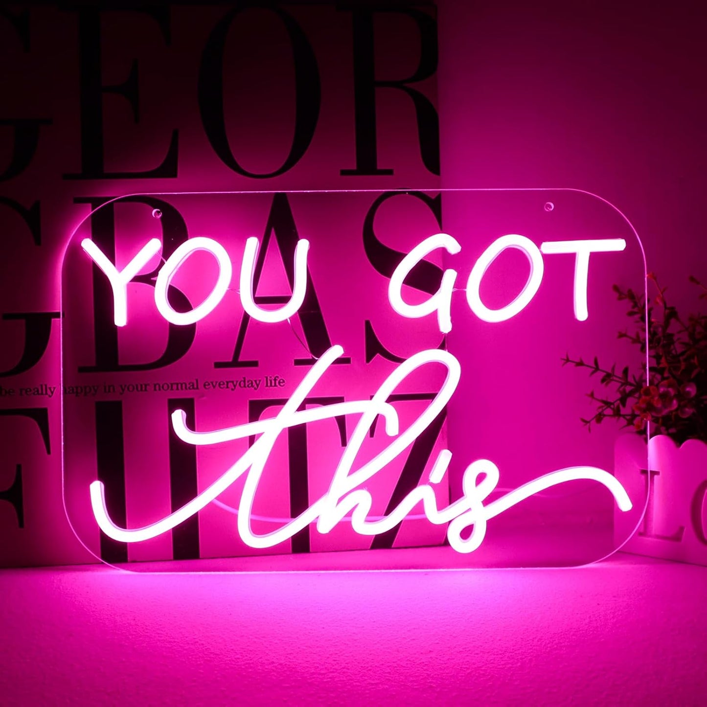 You Got This Neon Sign,You Got This Sign,You Got This Wall Decor, Led Pink Quotes Motivational Neon Sign for Gym,Office Teamwork,Home Family Sayings,Christmas Gifts 16.1 * 10.4Inch