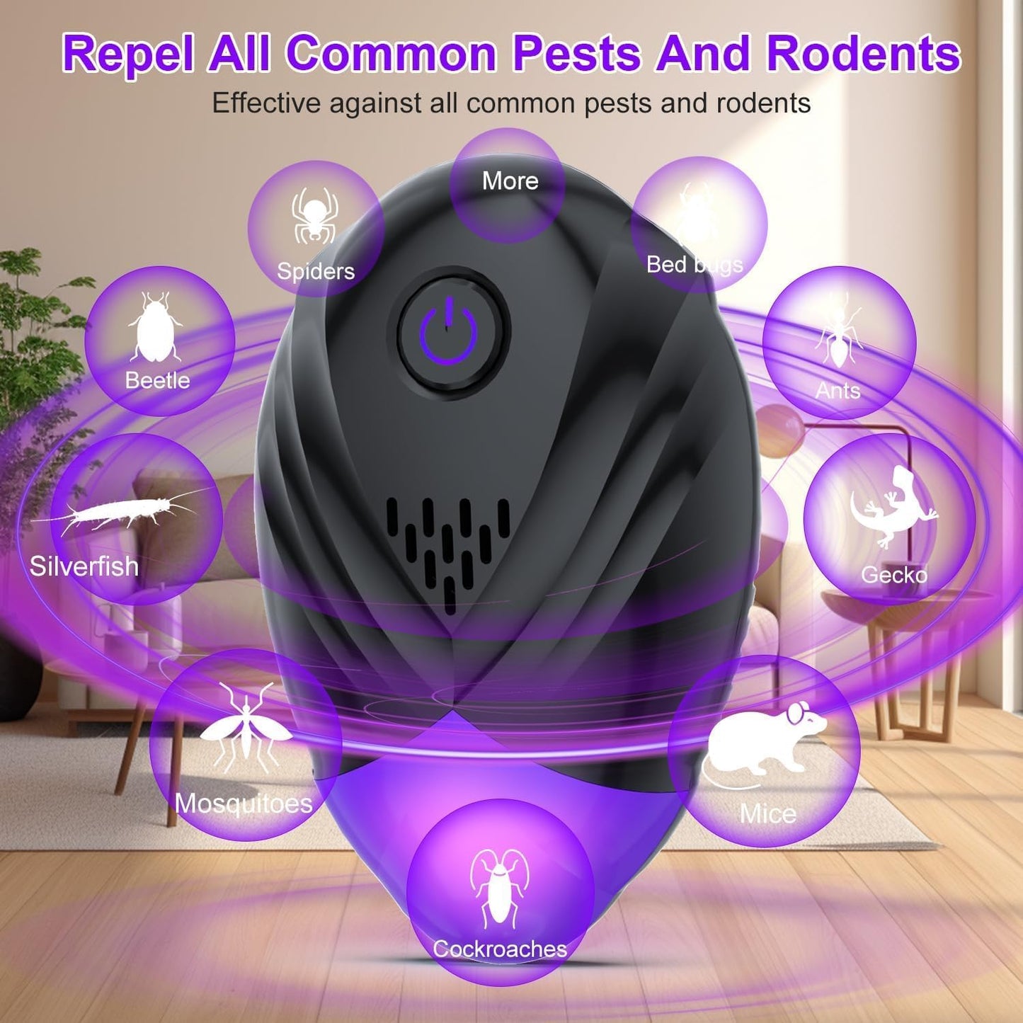 2026 Upgraded Ultrasonic Repeller 6 Packs, Indoor Ultrasonic Repellent for Roach, Rodent, Mouse, Bugs, Ant, Mosquito, Mice, Spider, Electronic Plug in Pest Control (6)