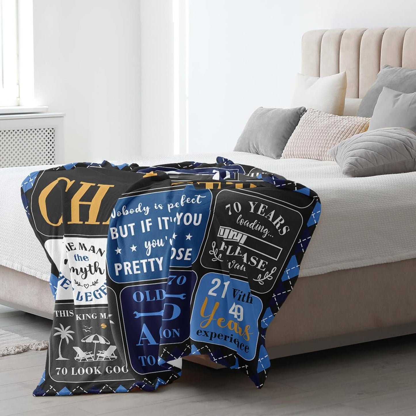 70th Birthday Gifts for Men Blanket 60"x50", 70 Year Old Birthday Gifts for Men, 1956 Birthdays Gift for Him, Best Birthdays Gift for 70th Man, Chapter 70 Throw Blanket
