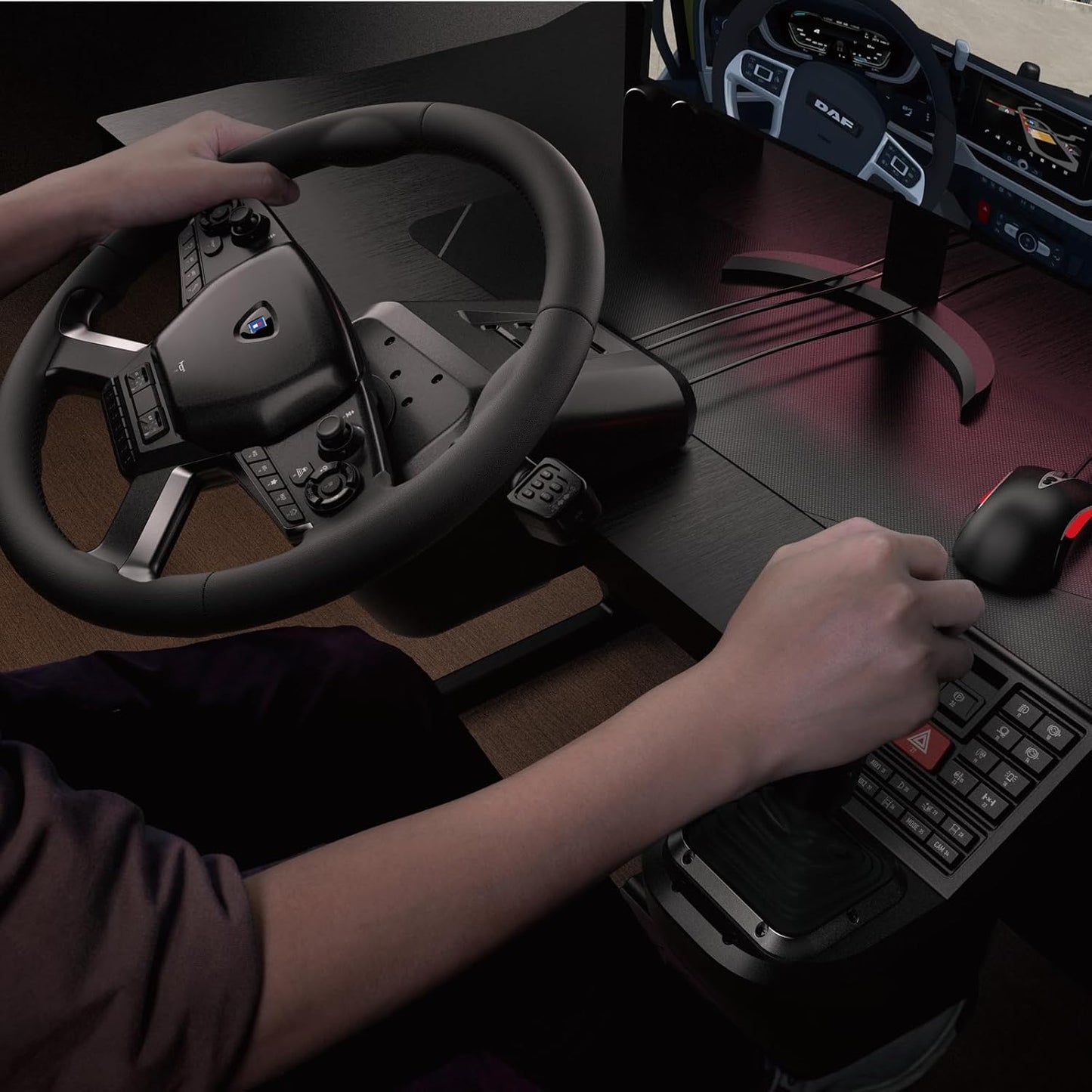 HORI Truck Control System for Windows 11/10 with Force Feedback Steering Wheel, Shifter Control Panel, & Pedals
