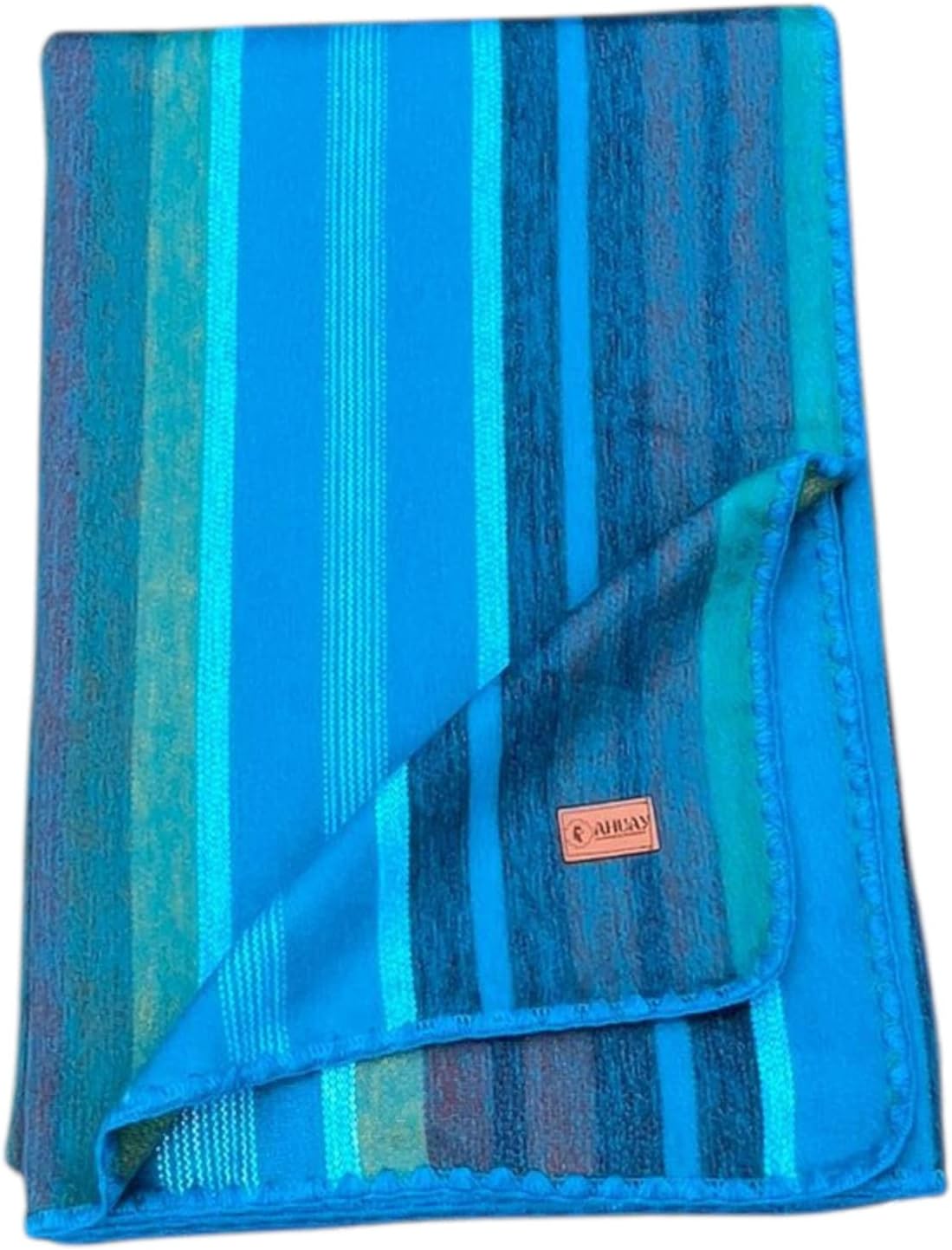 Alpaca Wool Blanket – Naturally Warm and Ultra-Soft Comfort – 95 x 65- Breathable and Hypoallergenic – Non-Itchy Alpaca Blanket, Handwoven, Cozy Feel and Beautiful Natural Texture(Turquoise Blue)