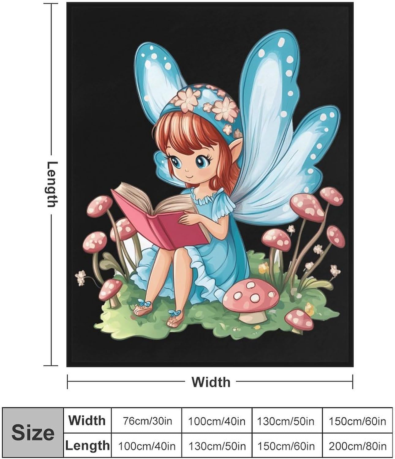Fairy Mushroom Reading Flannel Blanket Cozy Fuzzy Plush Throw Blankets for Couch Bed 50"*60"（130 * 150cm）