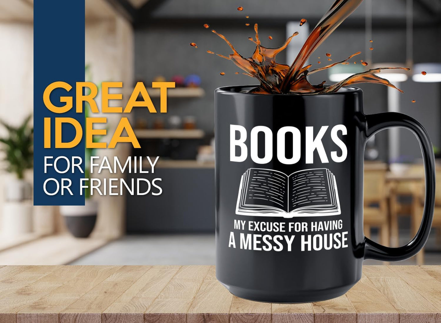 Book Lover Coffee Mug 15oz Black -Books My excuse - Bookworm Literature Library Book Lover Reader Booked Editor Intellectual Studious