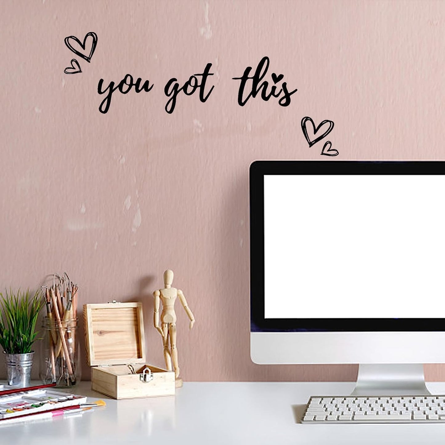 PLIGREAT You Got This Quotes Wall Stickers, Peel and Stick Wall Decals, Removable Vinyl Art Letters Walls Sticker for Bedroom Living Room Home Office Decorations Indoor Window Art Decor