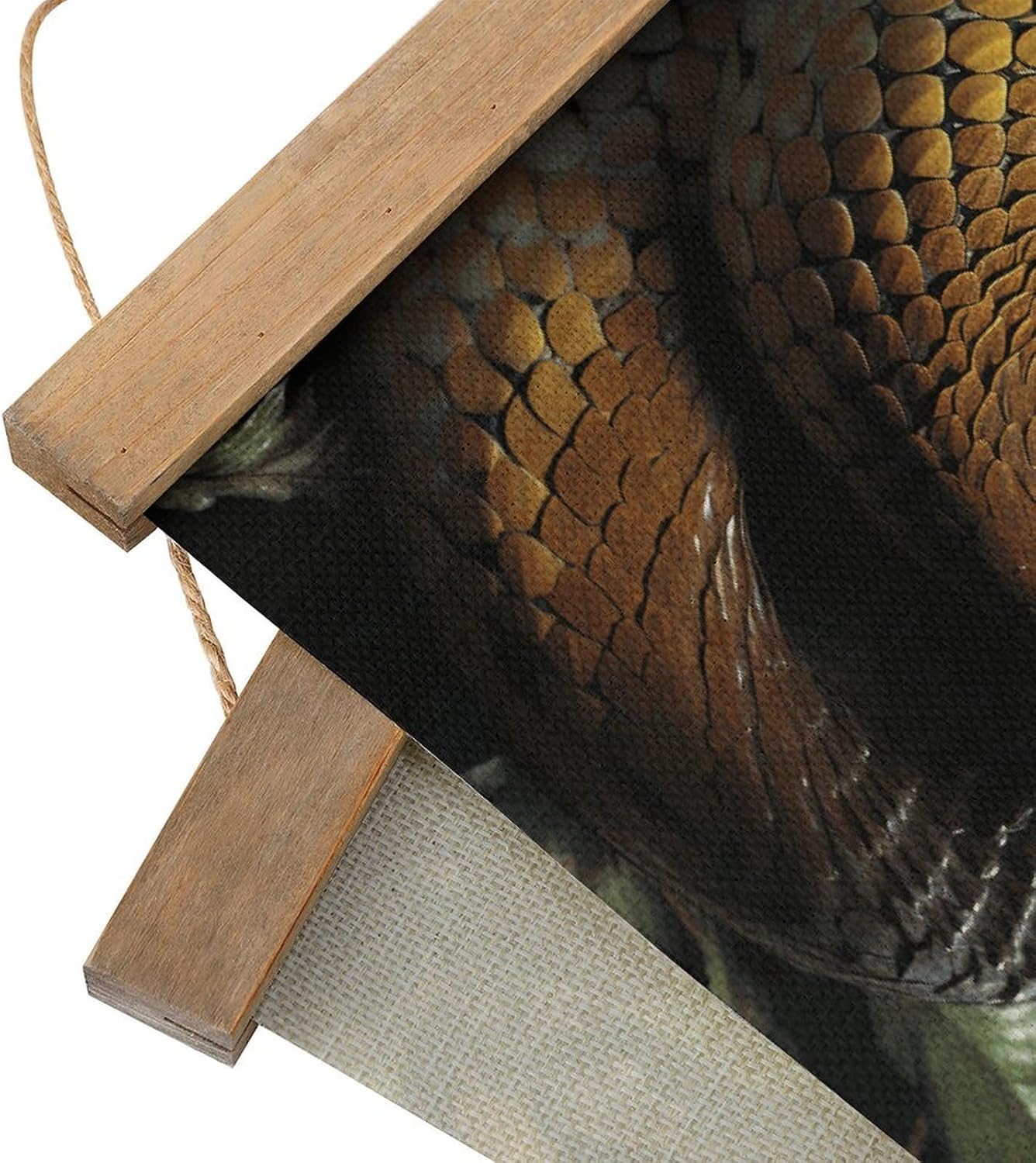 Vintage Cobra Snake Poster with Wooden Frame Personalized Linen Hanging Scroll Painting Rustic Wall Hanging Illustrative Modern Artwork Decor for Home Living Room Bedroom Office