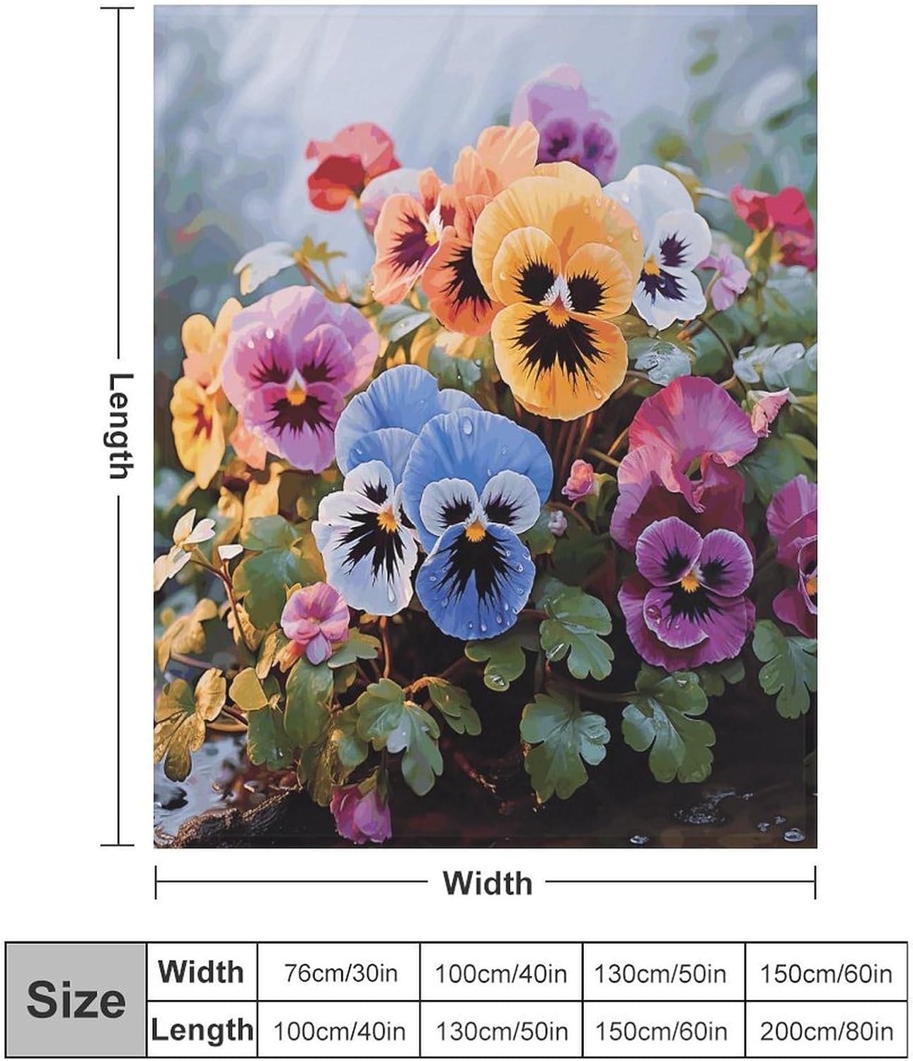Pansy Flowers Throw Blanket for Couch Super Soft Warm Lightweight Throw Blankets Cozy Flannel Bed Blanket Cute Decorative Blankets for All Seasons Home Decor Gift 30"*40"（76 * 100cm）