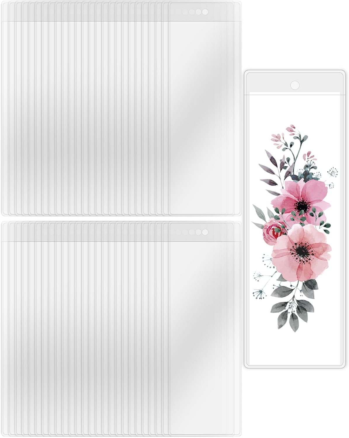 120 Pack Bookmark Sleeves, Clear Bookmark Holders for 5.5 x 2 Inches Bookmarks, Plastic Blank Book Mark Cover for School, Office and Party Favors