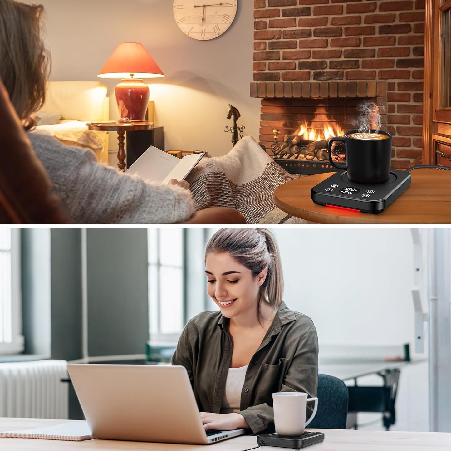 Mug Warmer - Coffee Cup Warmer for Desk with Auto Shut Off, Timer, 10 Temperature Settings, Coffee Warmer Plate, Ideal Office & Home Gift (Black)