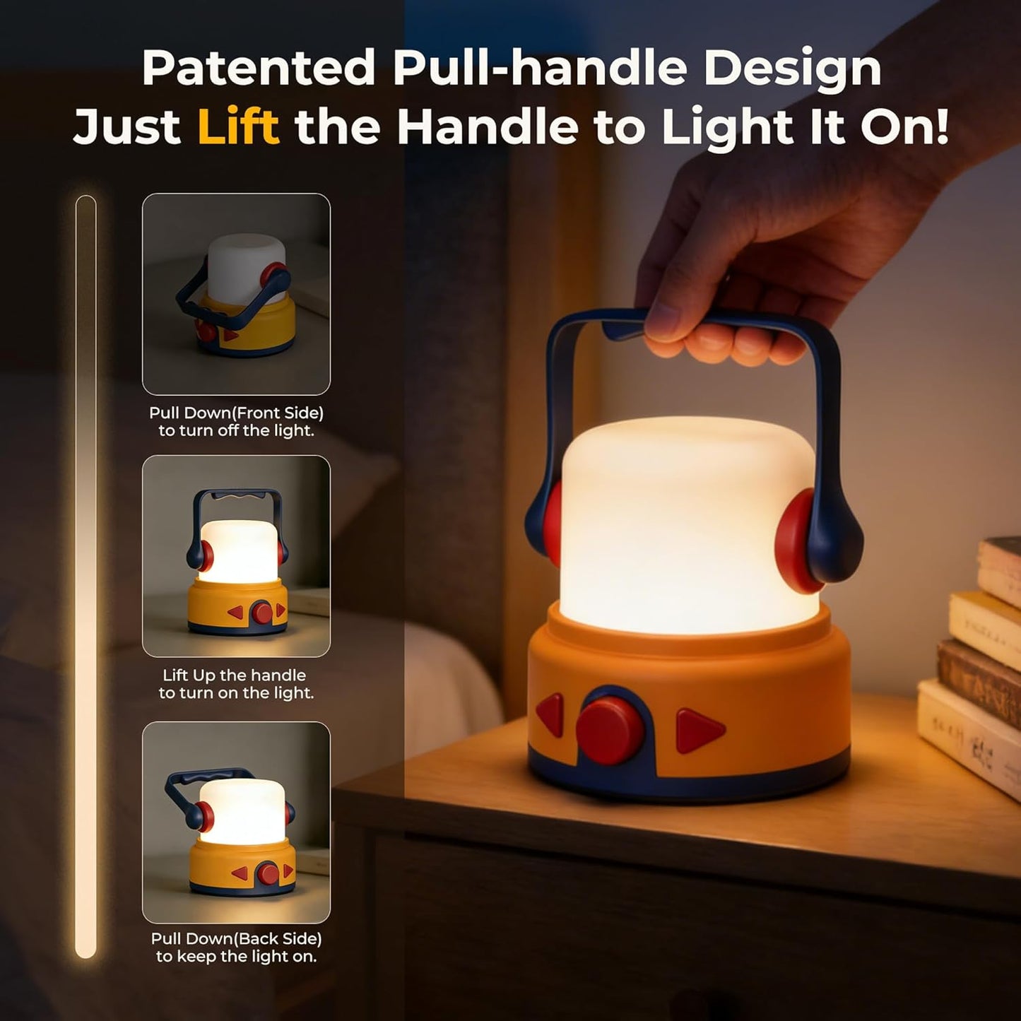4-in-1 Kids Night Light, Bluetooth Speaker, Story Player & White Noise Machine for Soothing Sleep - Rechargeable, Patented Pull-Handle, and Screen-Free, Perfect for Bedtime, Travel & Camping