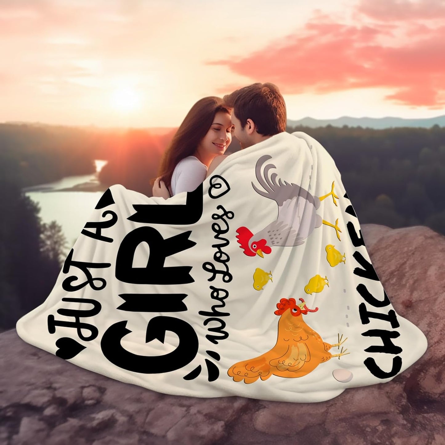 Cute Chicken Blanket Just A Girl Who Loves Chickens Blankets Soft Flannel Throw Blankets Bedding Decor Gifts for Kids Boys Girls Toddler Adults 80"x60"