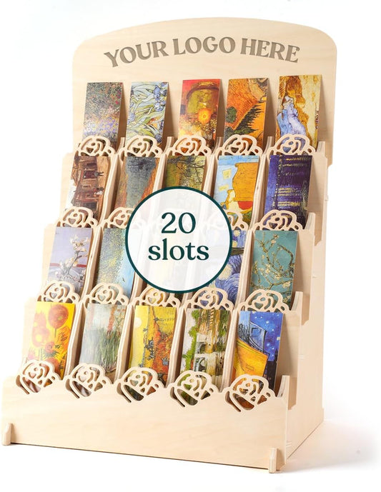 20 Pockets Bookmark Display Stand, Portable Bookmark Holder, Sticker Holder, Greeting Card Display for Craft Fairs, Vendor Booths, Retail Store