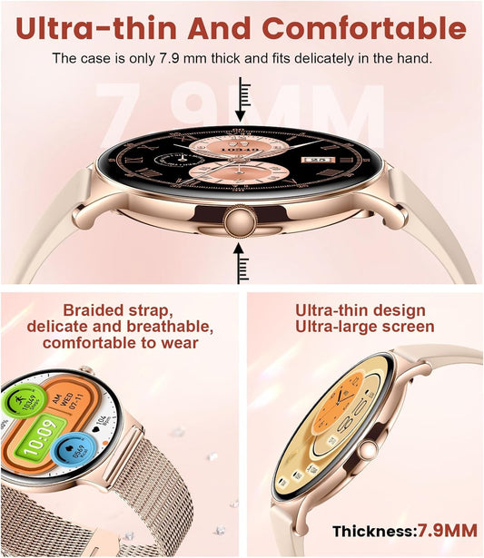 LIGE Smart Watch for Women(Dial/Answer Calls), 1.43" AMOLED HD Display, 100+ Sports Modes Fitness Tracker Watch, 5ATM Waterproof/IP68/Sleep Smartwatch Womens, Ladies Smart Watches for iOS Android