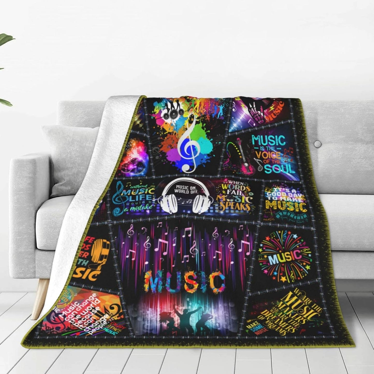 Music Note Blanket Gifts for Men Women Boys Girls Birthday Christmas Valentine Gift Colorful Musical Theme Decor Bedroom Living Room Couch Bed Sofa Soft Cozy Kids Adults Teen Flannel Throws 50"x40"