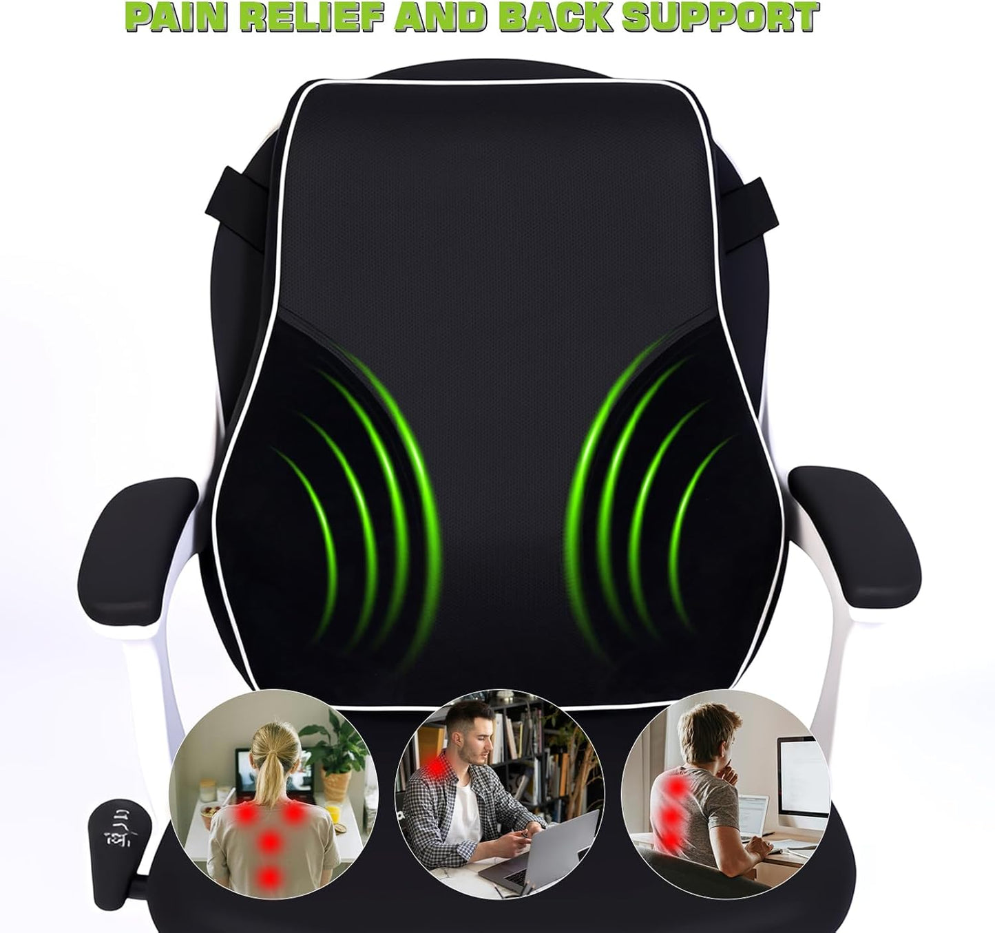 Lumbar Support Pillow for Office Chair Car Back Support Cushion,Memory Foam Lumbar Pillow for Lower-Back Pain Relief,Breathable Mesh Back Rest Pad for Long Sitting Office Worker, Car Driver