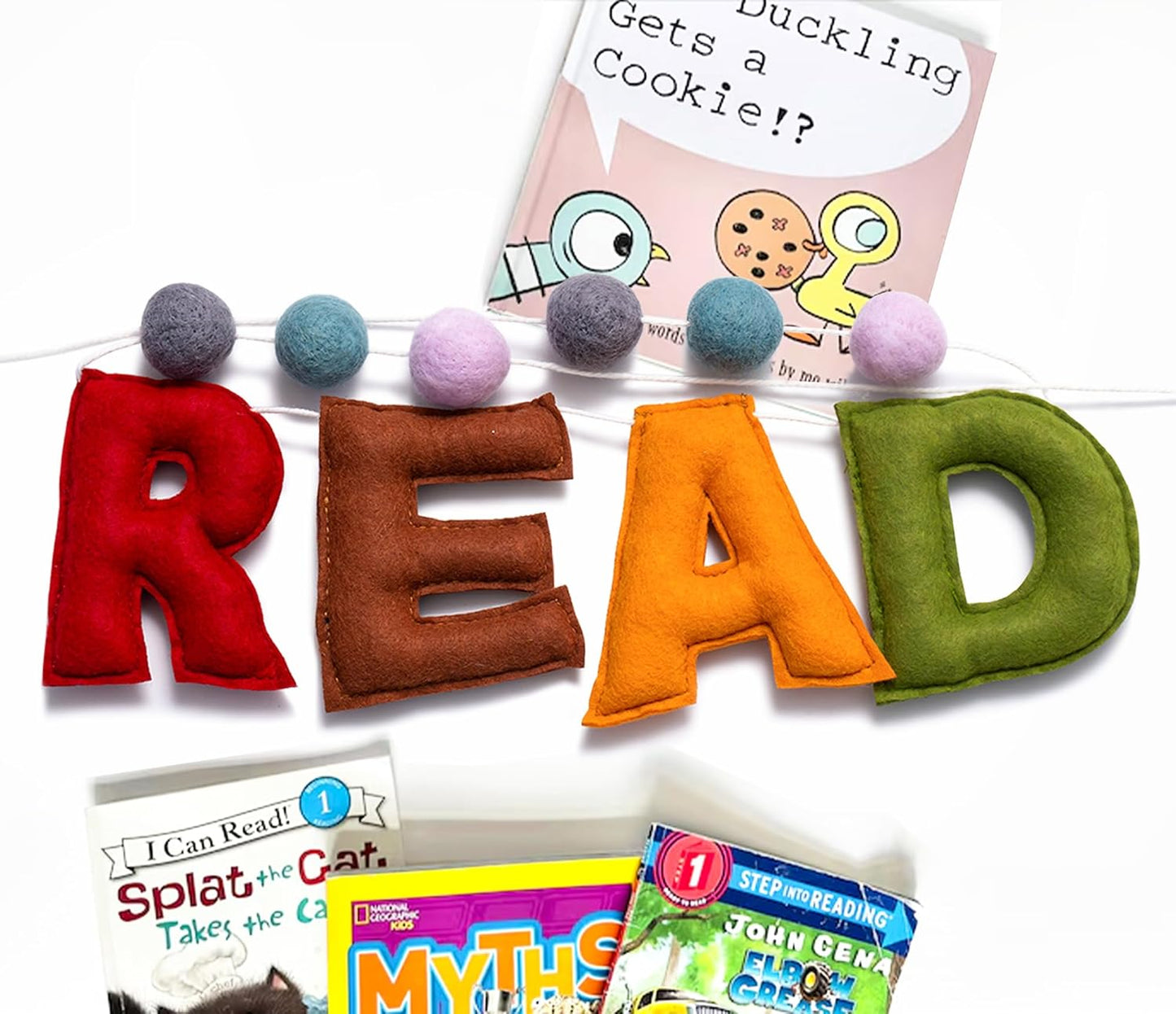 Read Sign - Boho READ Felt Garland Banner, Reading Corner Decor for classroom, Read Hanging Banner for Kids Reading Nook Wall Art Nursery Decor, Read Signs for Classroom Library Family Playroom Decor