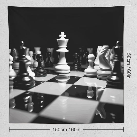 FodPand Black And White Chess Tapestry Anti-fading Wall Tapestry with Installation Kit Backdrop Banner Multipurpose Aesthetic Tapestries Boho Wall Art Hanging Decorative Blanket 60"x60"