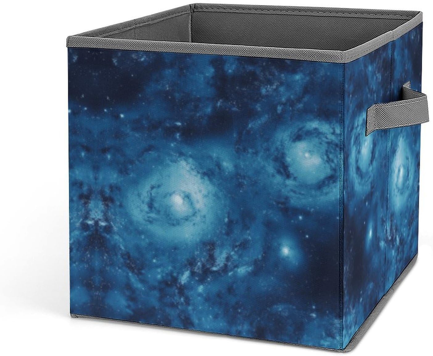 Blue Universe Space Galaxy Storage Bins with Handles Fashion Large Storage Cubes Sturdy Foldable Storage Boxes Space-Saving Storage Baskets for Home Office Clothes Closet Organizers
