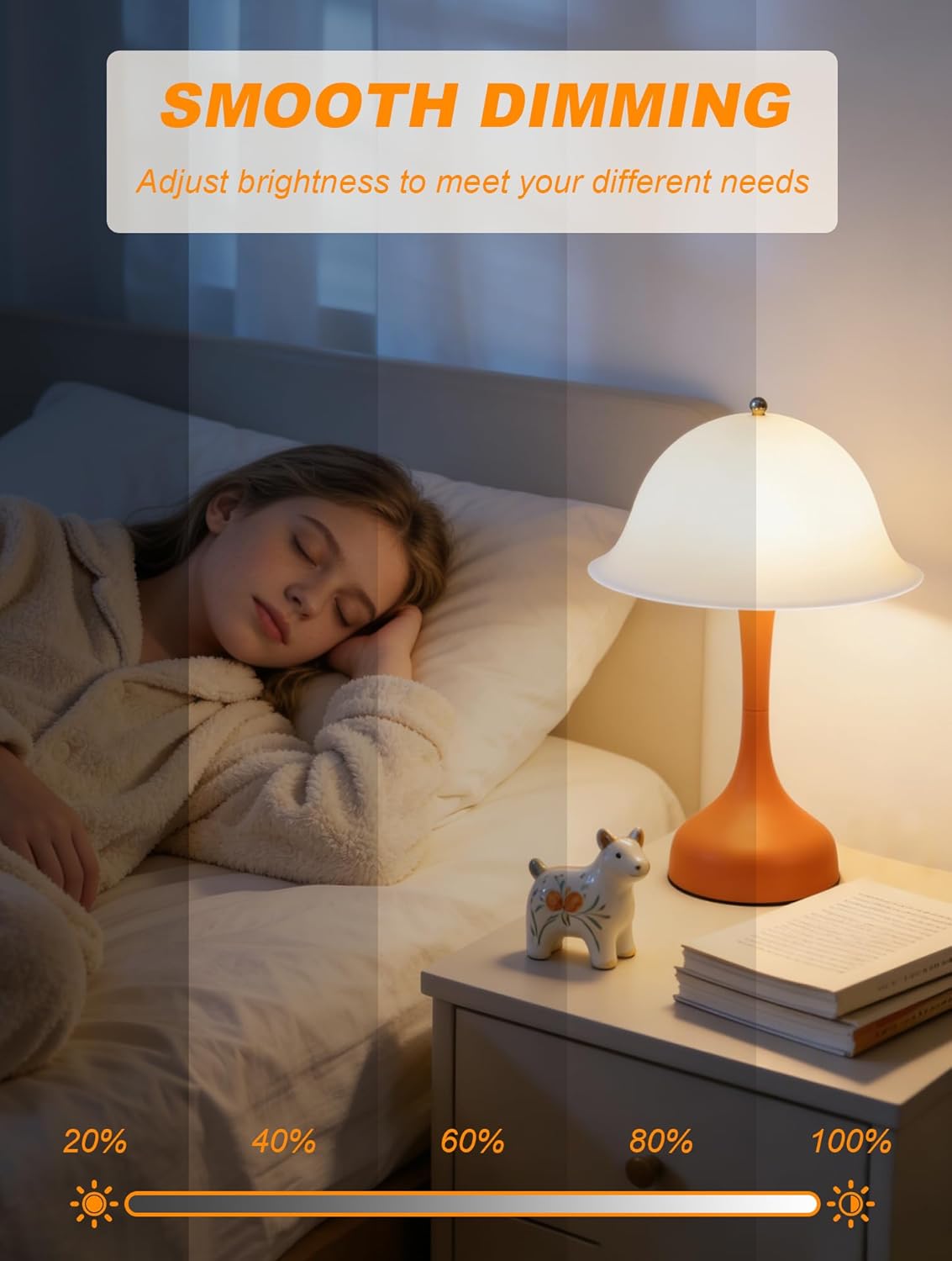 Rechargeable Table Lamp,LED Desk Lamps Cordless Reading Light,3-Way Stepless Dimmable Touch Lamps,Kawaii Lamp for Bedroom Bedside Living Room Office Aesthetic Decor