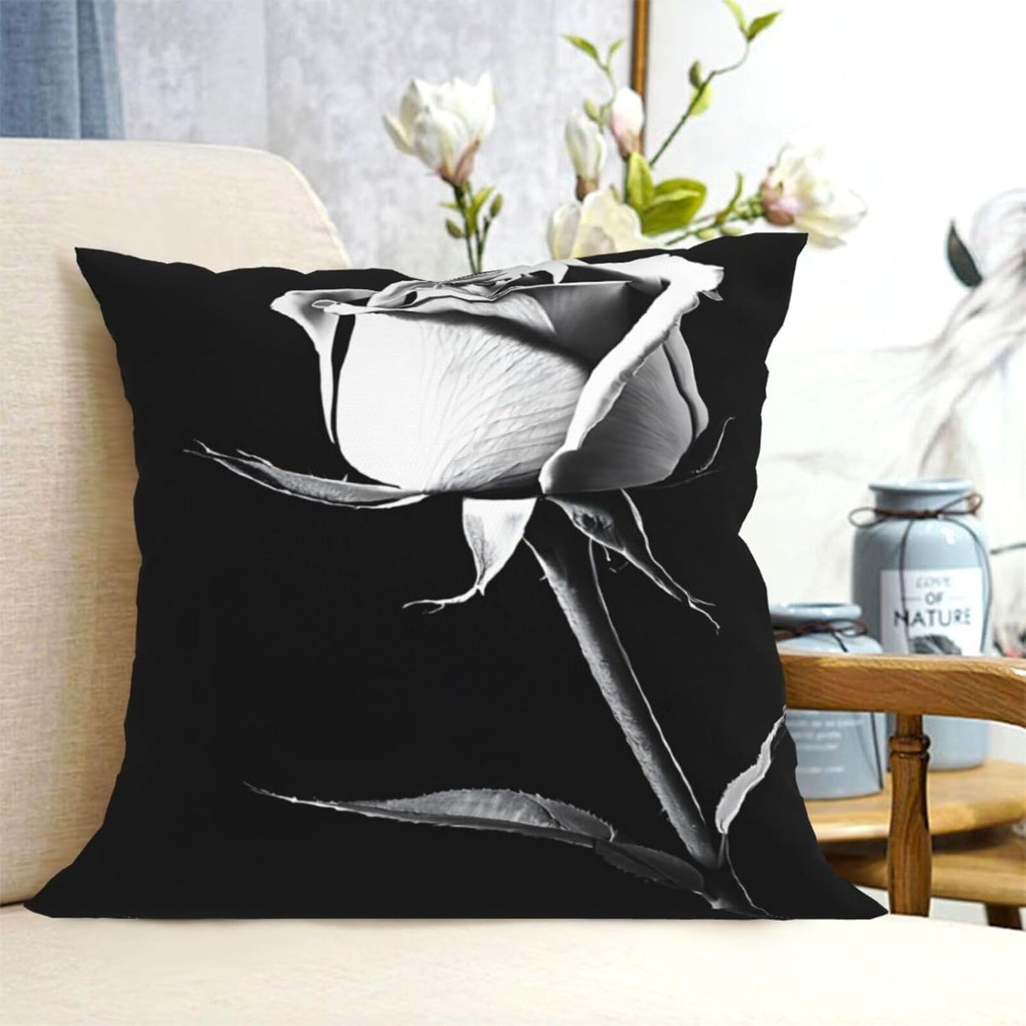 All-Season Square Pillow Covers 18"X18", Flower, Decorative Throw Pillow Covers for Sofa Bed Couch, Hidden Zipper Cushion Cover, Square Lumbar & Accent Pillowcases for Home Decor