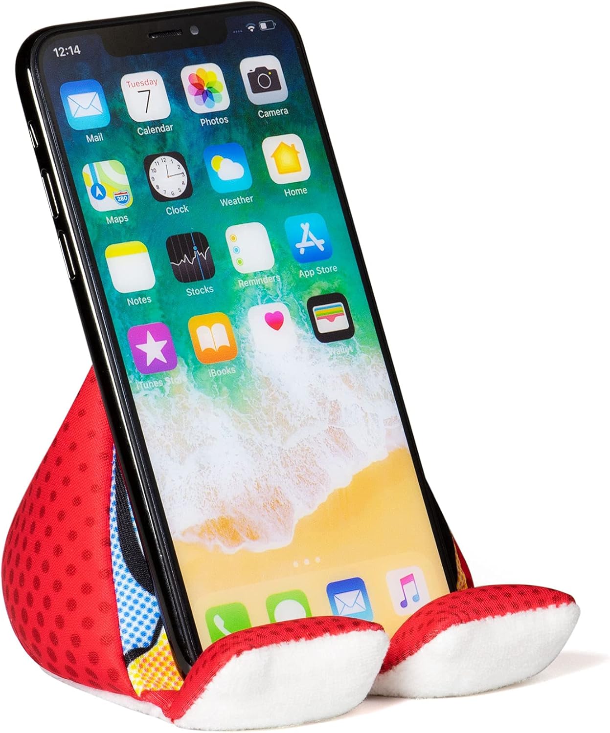 Gifts for Readers & Writers Phone Stand, Plusheez 2in1 Phone Holder & Screen Cleaner with Microfiber Cloth, Machine Washable Bean Bag Phone Accessories, Lips