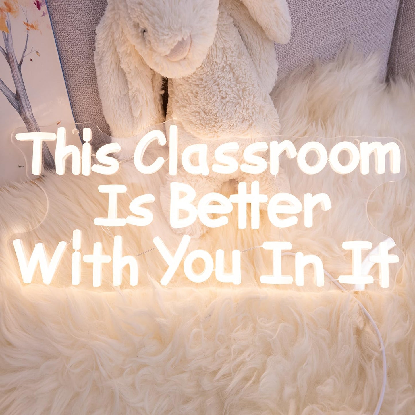 This Classroom Is Better With You In It Neon Signs, Dimmable Neon Light Library for Wall Decor Motivational Book Classroom LED Signs, Reading Corner Decor 16.14 x 7.09 Inch
