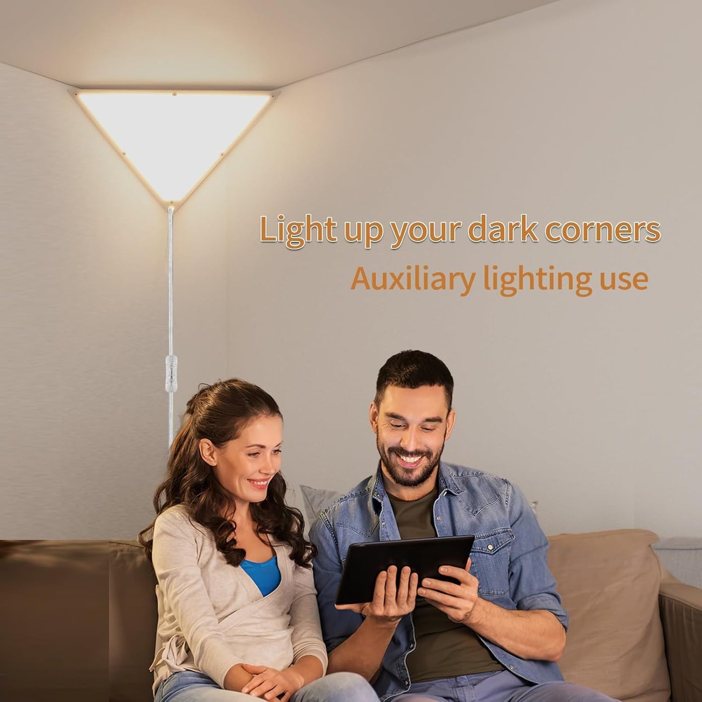 Corner Light with Switch, Ceiling Corner Lights for Living Room, Plug in Ceiling Light for Dark Area, Lamp for Bedroom, Kids Room, Triangle Shape