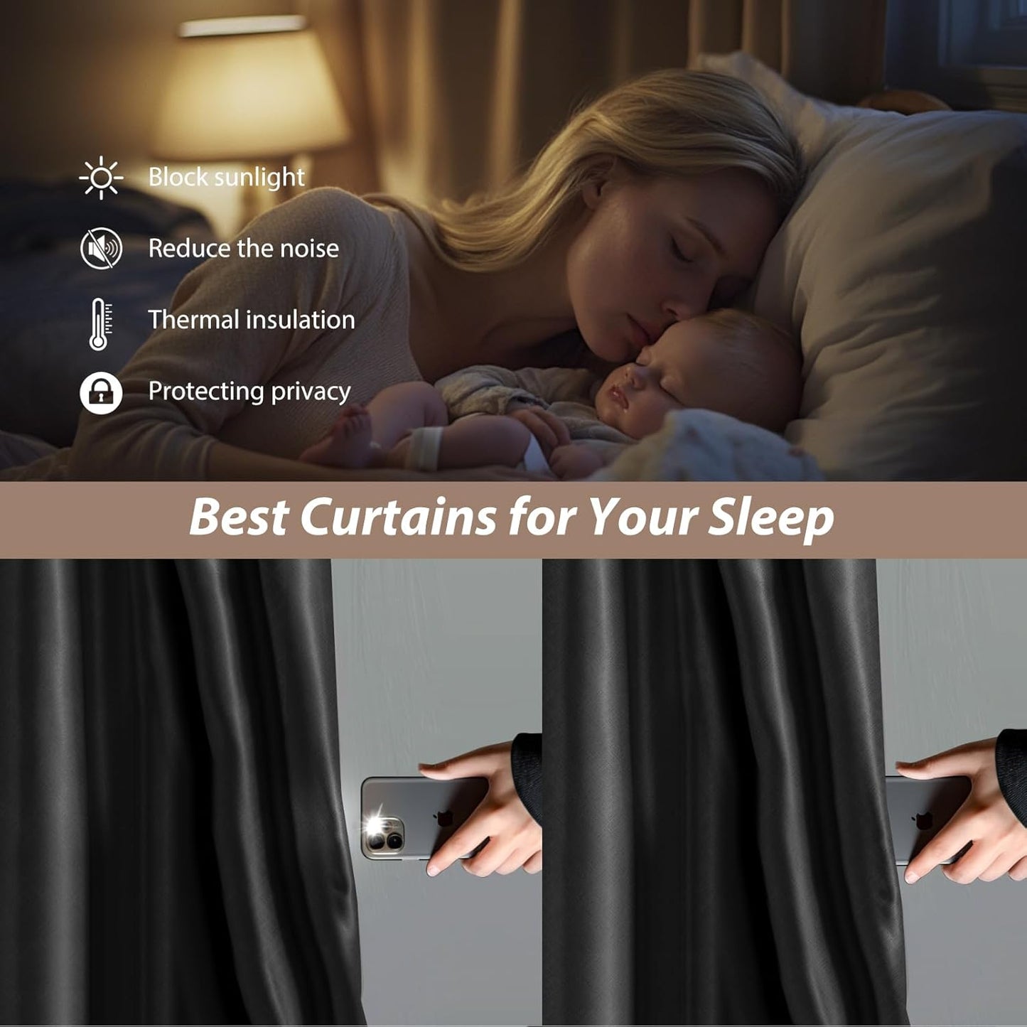 Room Divider Curtains with Ceiling Curtain Track Set Window Curtain for Bedroom,Living Room Total Blackout Thermal Insulated Privacy Ceiling Track Curtain W 9 × H 7 FT Black drape&Black track