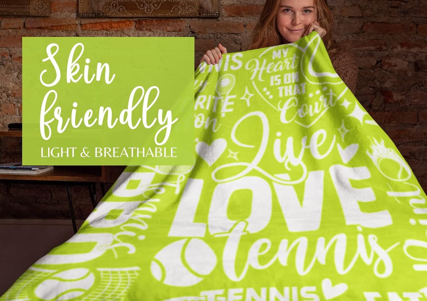 InnoBeta Tennis Gifts: Tennis Themed Throw Blanket for Men, Women, Boys, Girls & Players