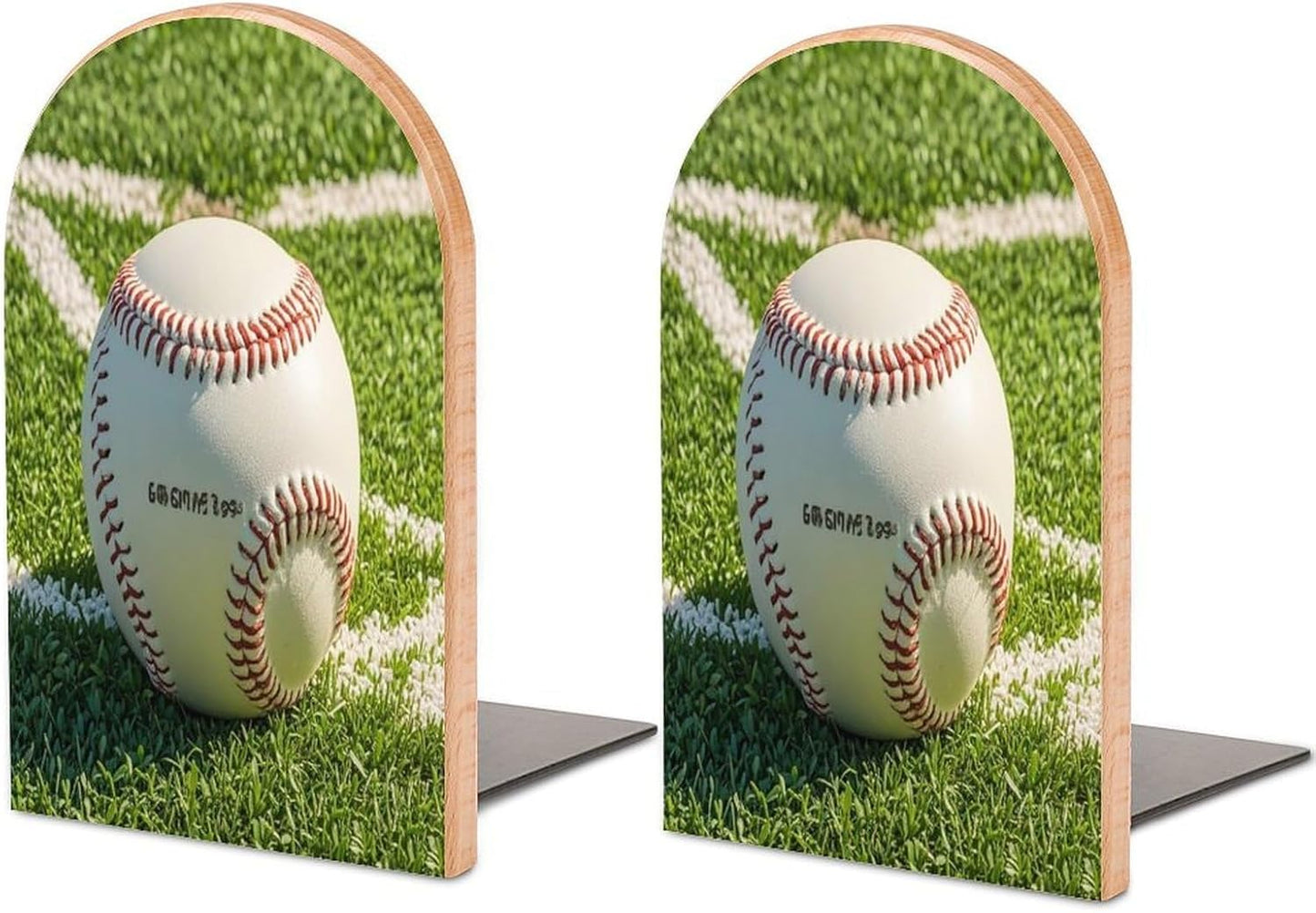 Green Baseball Field Backdrop Bookends 1 Pair Heavy Duty Book Ends for Shelves Non-Skid Bookend Supports Wooden Book Holders with Metal Base Desk Organizers Books Storage to Hold Books