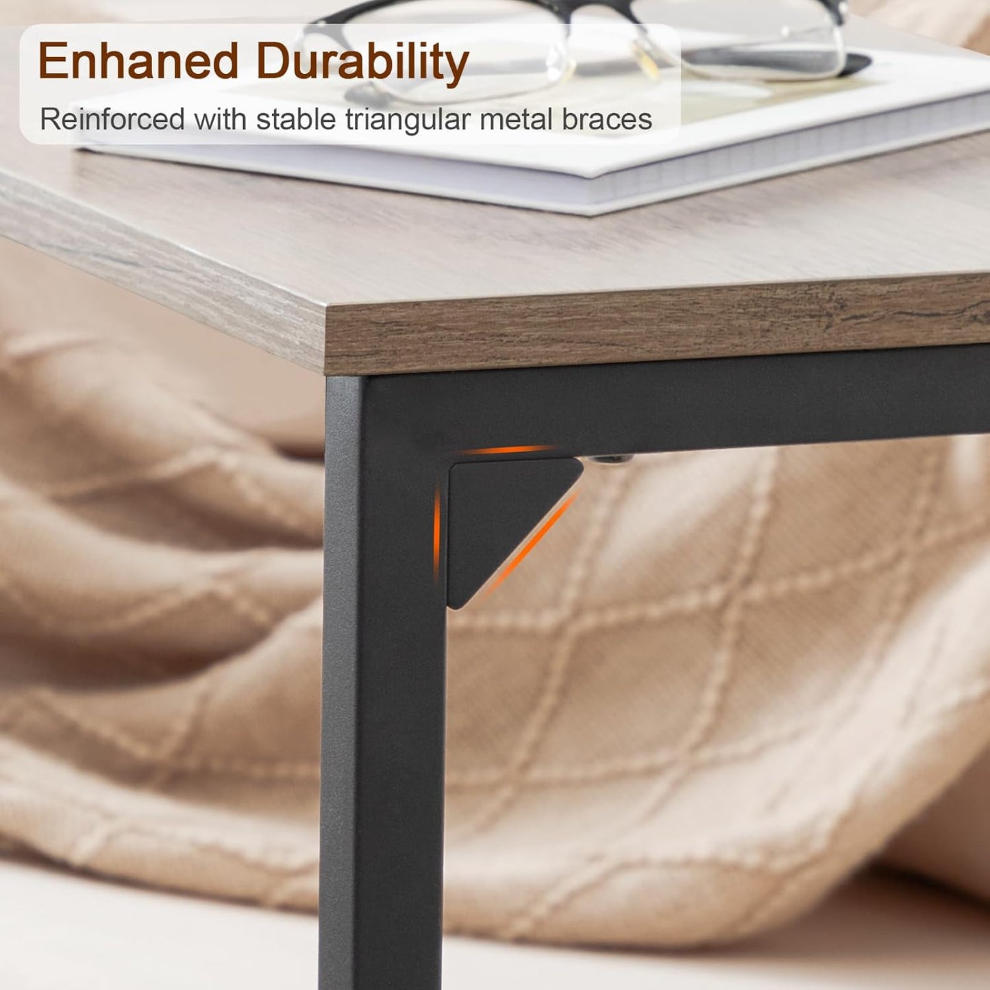 AMHANCIBLE C Shaped End Tables Set of 2, Couch Side Tables that Slide Under, TV Trays for Living Room, Bedroom, Small Space, Sofa, Grey HET02BGY