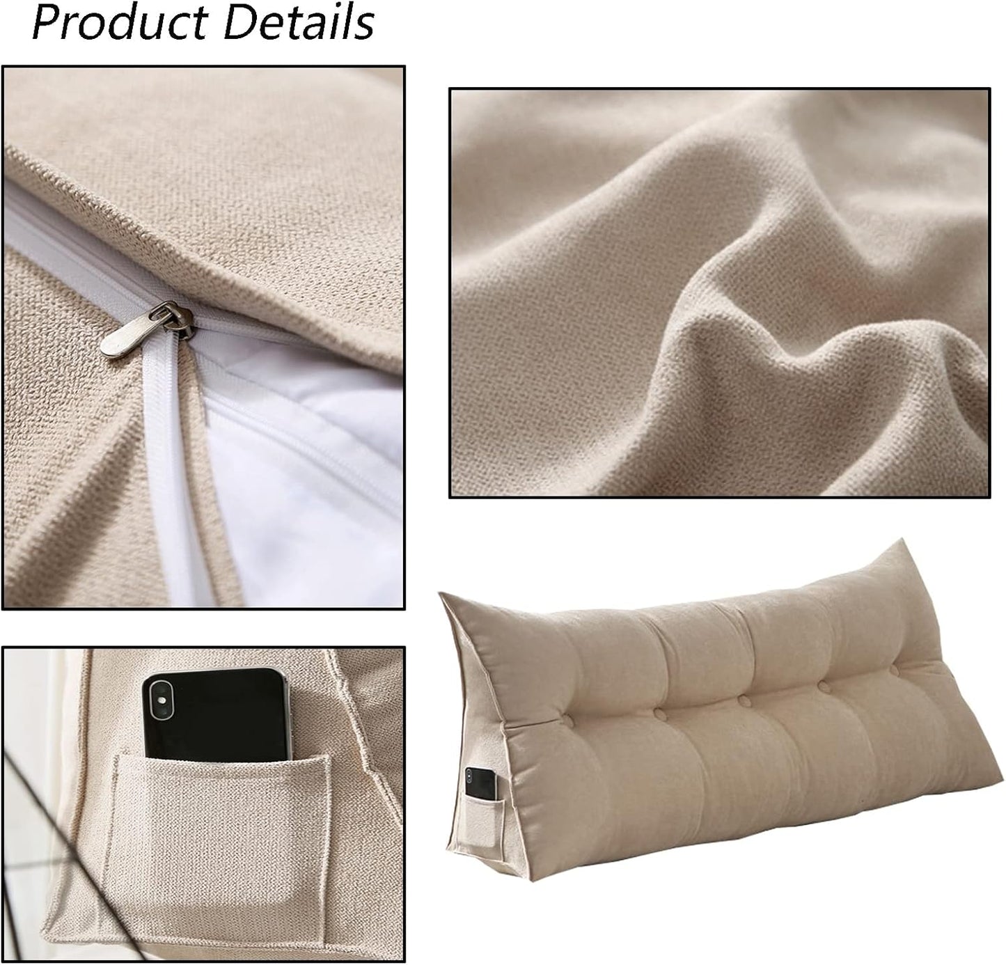 Triangle Headboard Pillow, Removable Cover Back Support Cushion for Daybed, Colorful Bolster Pillow 80x20x50CM - Comfortable Sleep & Relaxation Accessory (F 100 x20 x50CM)
