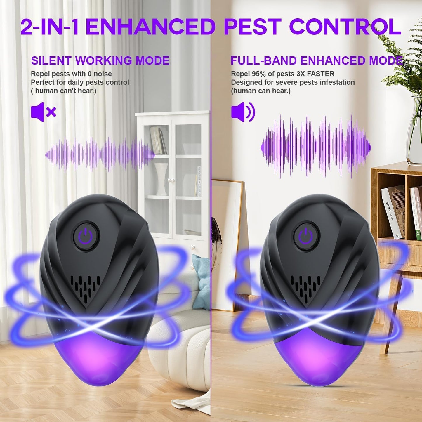 2026 Upgraded Ultrasonic Repeller 6 Packs, Indoor Ultrasonic Repellent for Roach, Rodent, Mouse, Bugs, Ant, Mosquito, Mice, Spider, Electronic Plug in Pest Control (6)