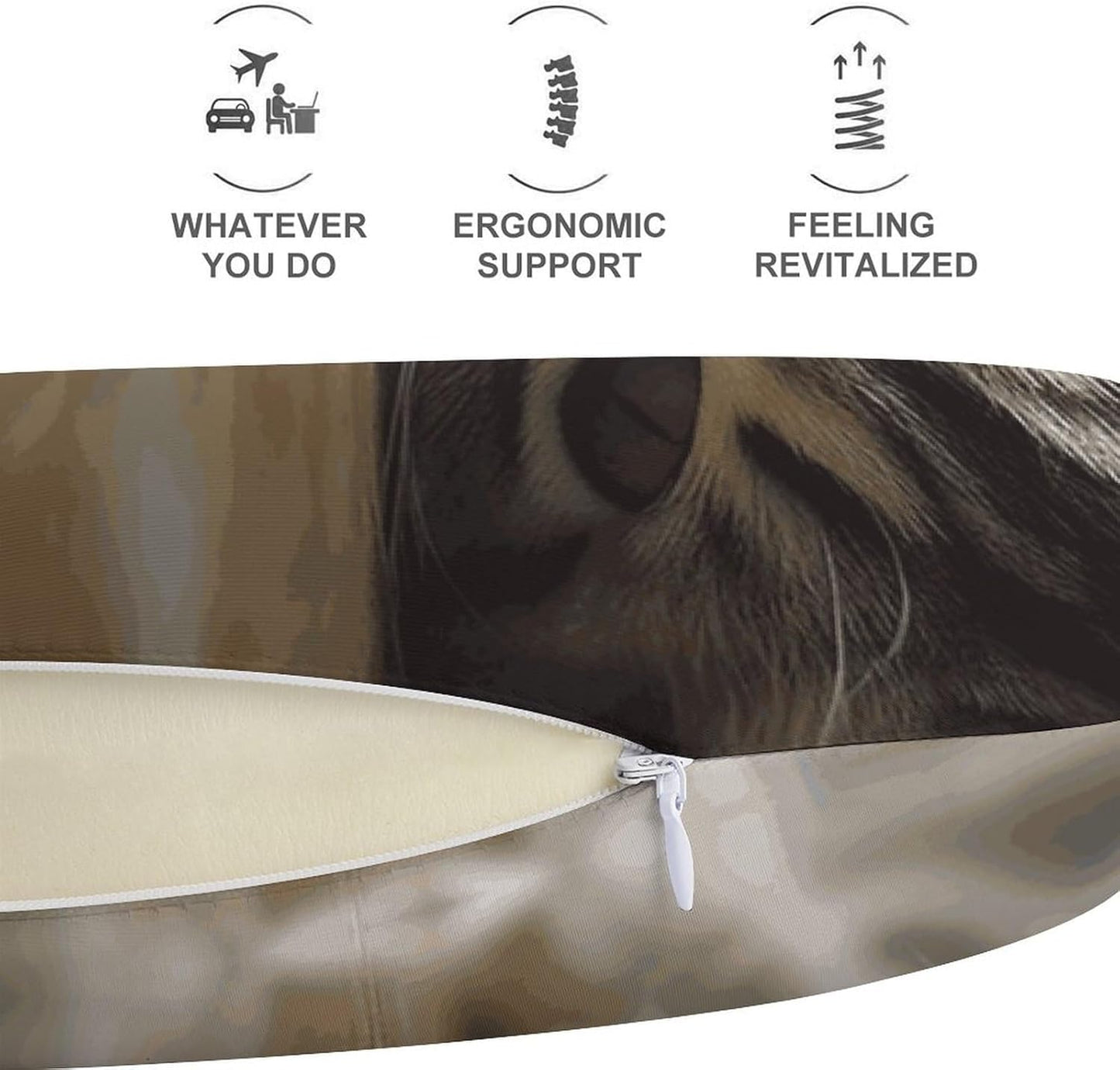 Sleeping Cat Neck Pillow Memory Foam U Shaped Pillows Portable Pillows for Shoulder Travel Head Support Pillow with Concealed Zipper for Airplane Car Home Office
